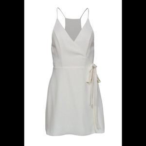 Amanda Uprichard Cream Wrap Plunge Mini Dress